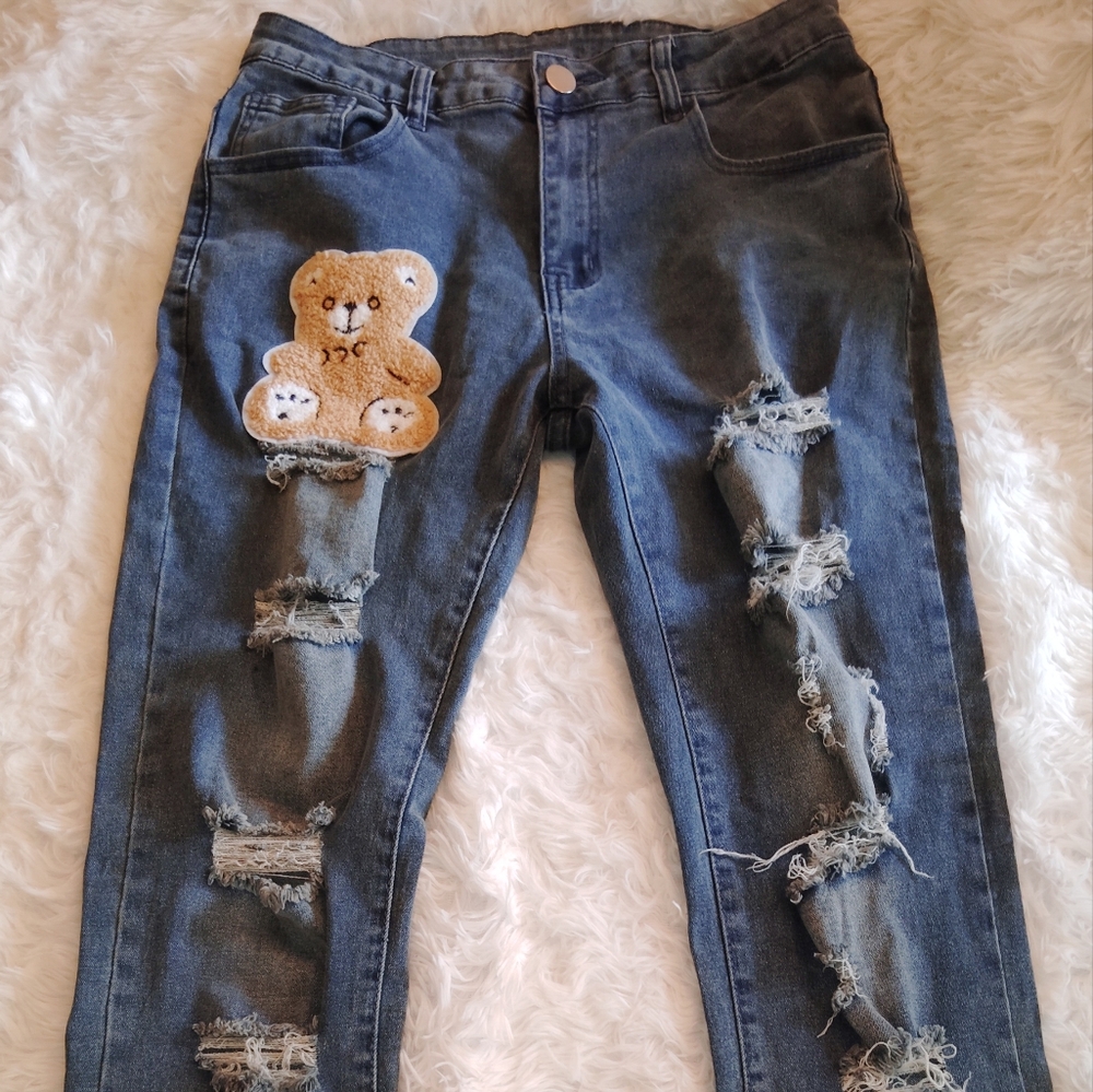 Mens Fashionable Denim Blue Jeans Pockets Pants Pockets Straight Leg Cotton SZ32